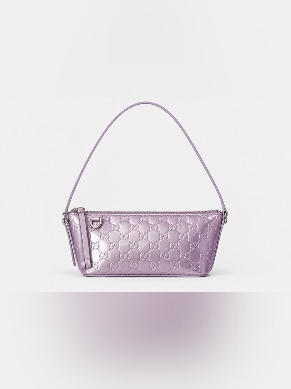 Gucci GG Embossed Patent Leather Shoulder Bag purple